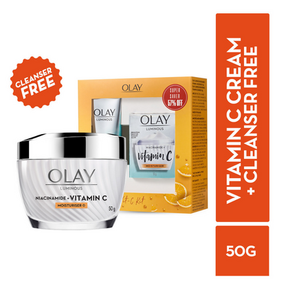 Olay Vitamin C Kit For 2x Glow - Cream With Free Cleanser - Distacart