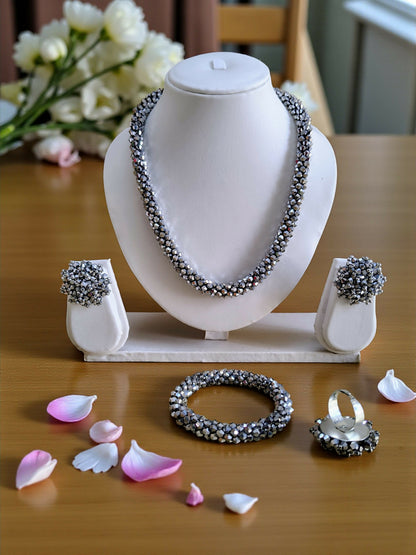 Inhanns Rangshine 4-In-1 Crystal Glam Set - Handmade - Silver - Distacart