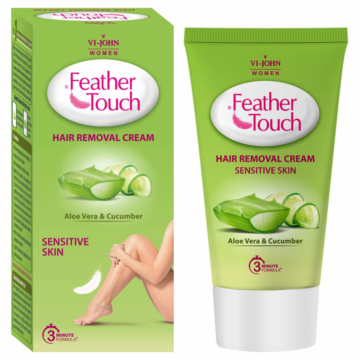 VI-JOHN Feather Touch Cucumber & Aloevera Hair Removal Cream for Women for Sensitive Skin Suitable for Legs, Underarms, Bikini Line, Arms - Distacart