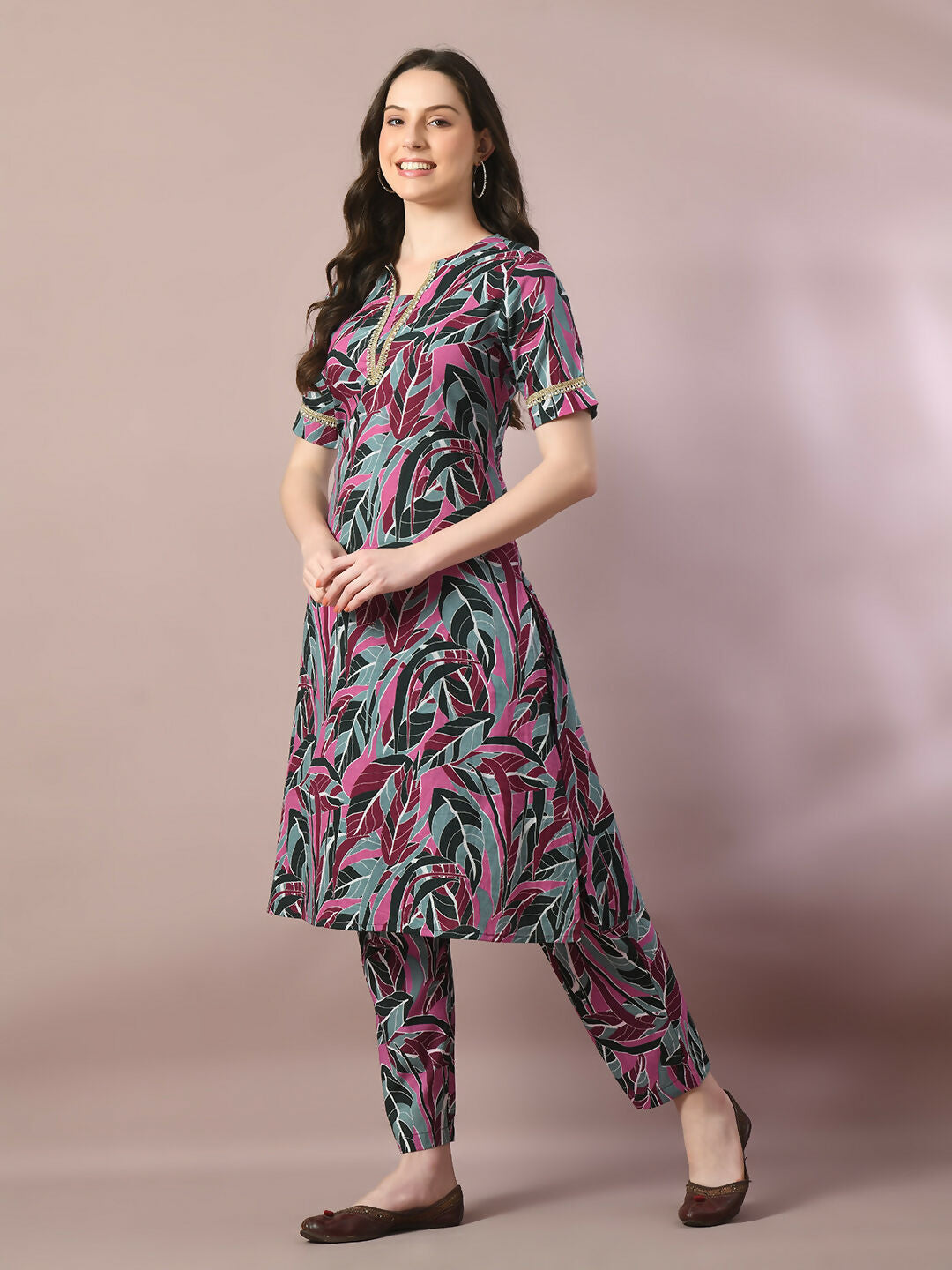 Myshka Women's Multi Printed Cotton Straight Party Kurta Set - Distacart