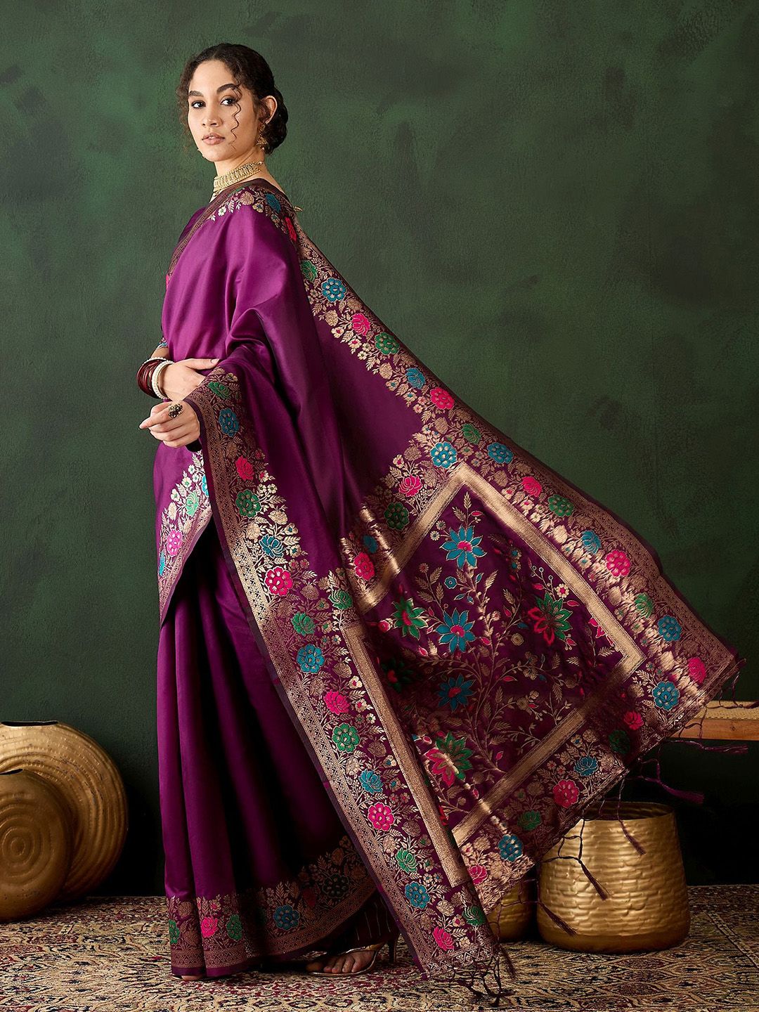 Mitera Woven Design Zari Saree with Blouse Piece - Distacart