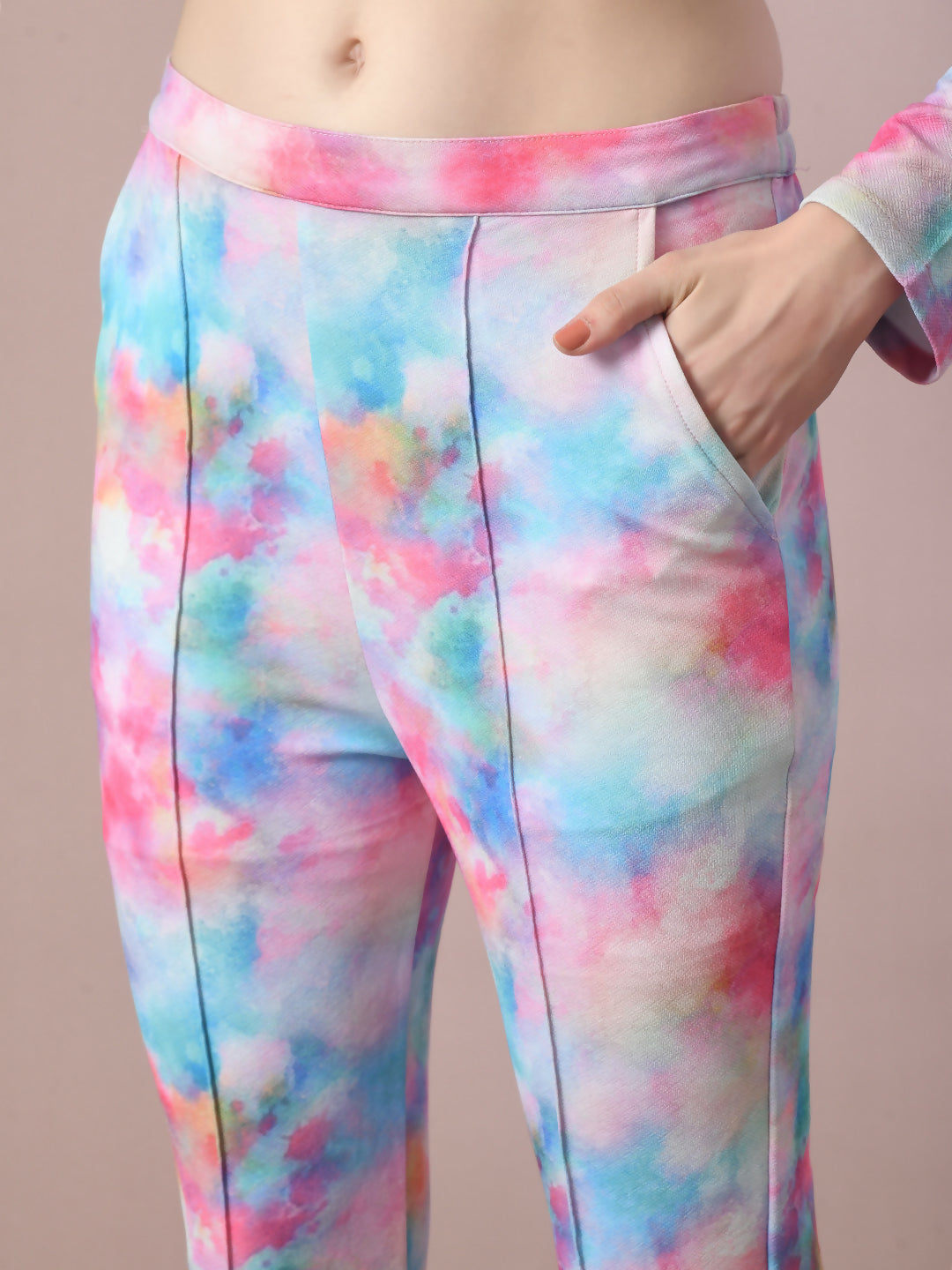 Myshka Women's Multi Printed Round Neck Party Top With Trousers Co-ord set - Distacart