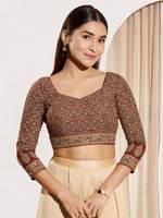 Thumbnail for Joban Fashion Maroon Cotton Padded Blouse With Sweetheart Neck Elbow Sleeves - Distacart