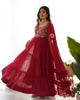 Teeya Creation Maroon Color Faux Georgette Heavy Multi Thread Work Functional Wear Gown - Distacart