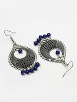 Thumbnail for NVR Women's Silver-Plated Artificial Beads German Silver Oxidised Chandbali Earrings - Distacart