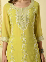 Thumbnail for Myshka Women's Yellow Georgette Kurta & Skirt With Dupatta Party Sets - Distacart