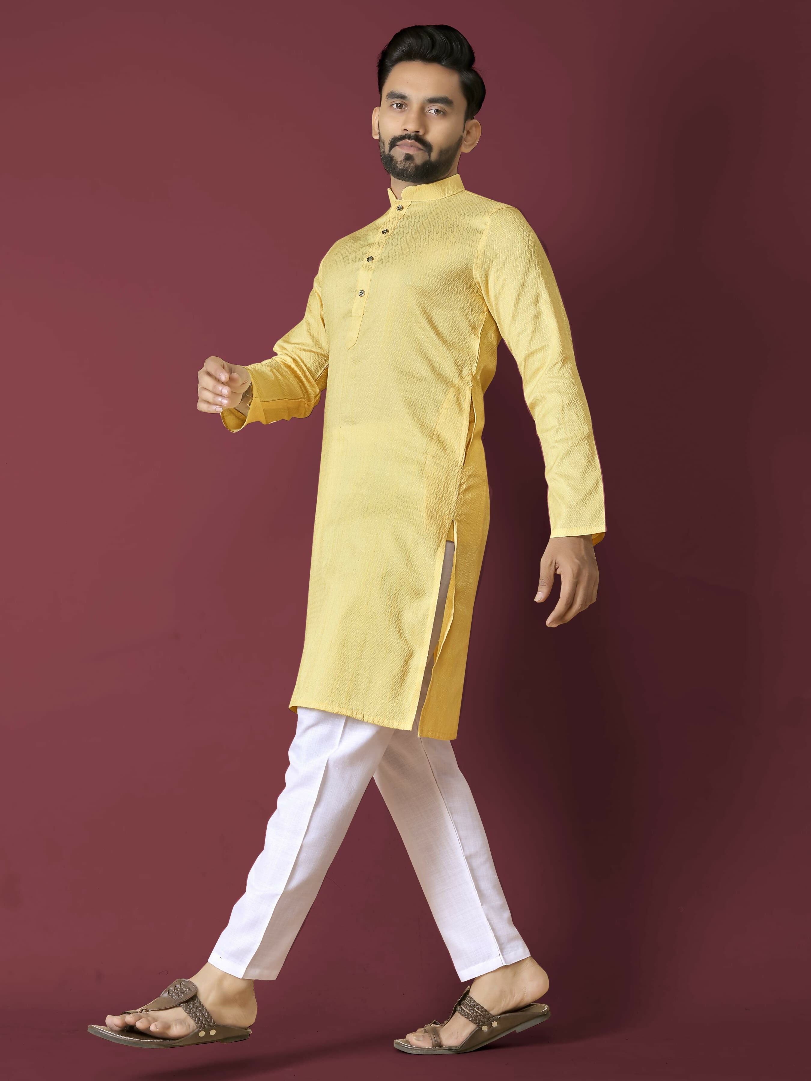 Anaita Yellow Solid Soft Jacquard Silk Straight Kurta - Distacart