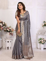 Thumbnail for Aastha Fashion Grey Organza Silk Weaving Saree - Distacart