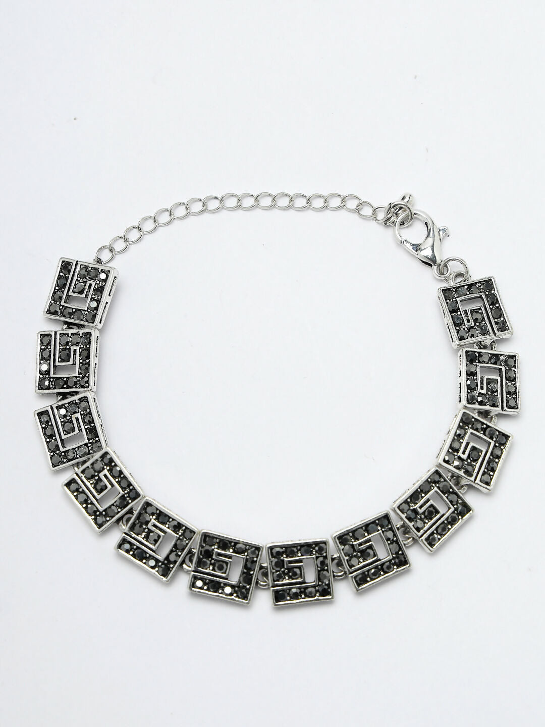 NVR Women American Diamond Rhodium-Plated Link Bracelet - Distacart
