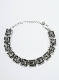 Thumbnail for NVR Women American Diamond Rhodium-Plated Link Bracelet - Distacart