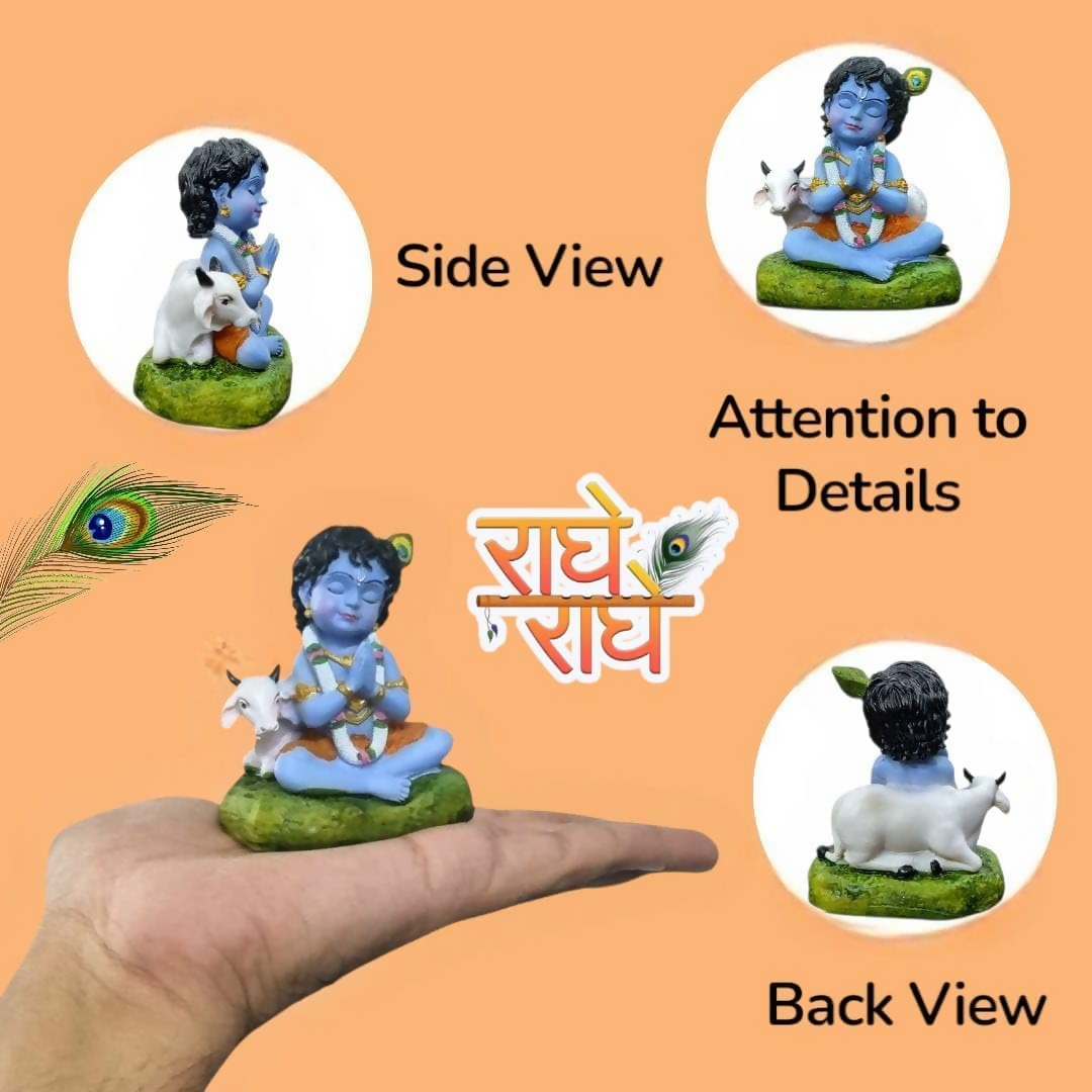 Krishna Laddu Gopal Murti with Cow - Dista