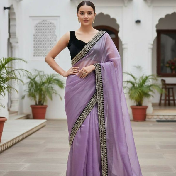 Joban Fashion Wine Soft twill Net Party Wear Sarees - Distacart