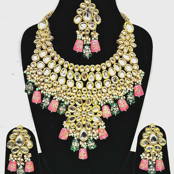 Joban Fashion Hand Made High Quality Gold Plated Base Metal Alloy Kundan Stone Studded Kundan Jewellery Set - Distacart