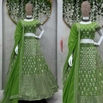 Thumbnail for Preksha Creation Green Foux Georgette With Thread With 9Mm Sequence Women Lehenga Choli - Distacart