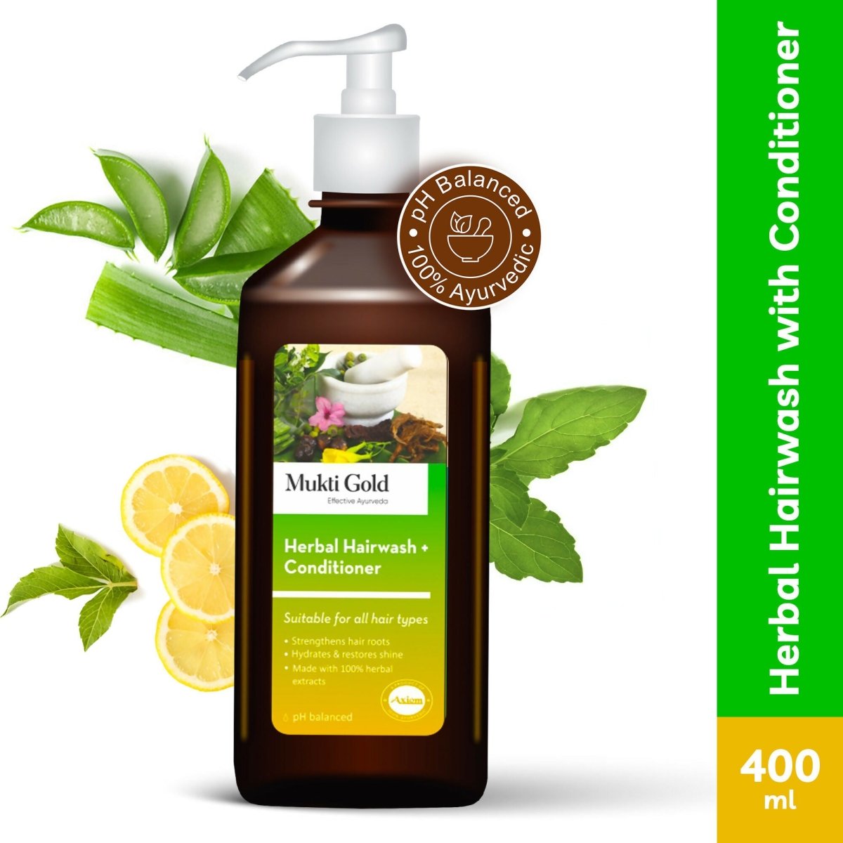 Axiom Mukti Gold Herbal Hair Wash + Conditioner - Distacart