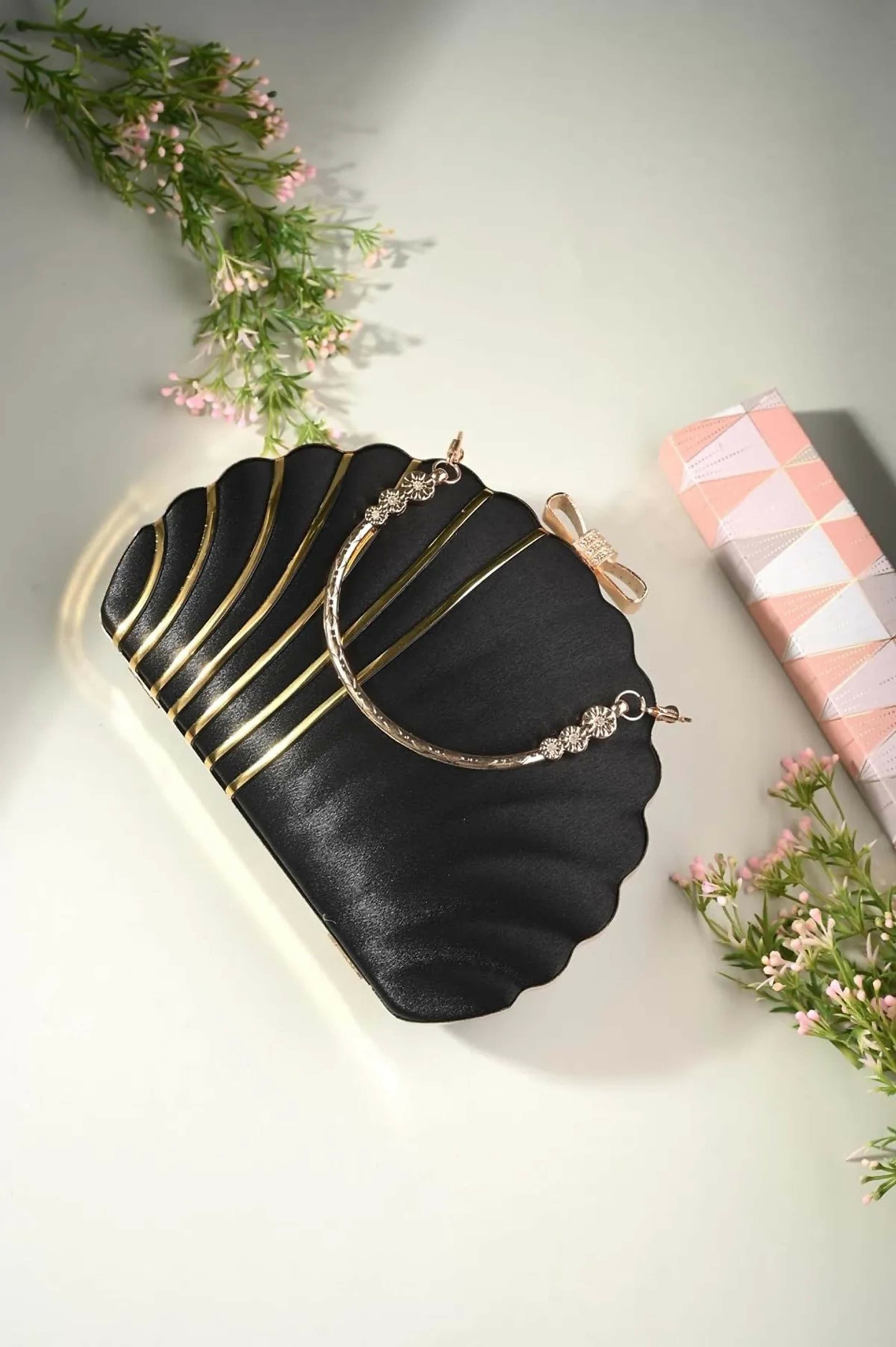 Joban Fashion Women'S Handcrafted Beautiful Bling Box Clutch Bag - Black