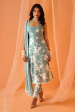 Thumbnail for Teeya Creation Sea Green Color Designer Chinnon Silk Digital Print Kurt - Distacart