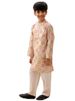 Thumbnail for Lil Drama Mishti Off White Kurta Pyjama Set For Boys