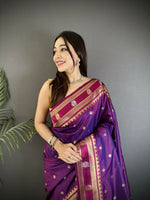 Thumbnail for Joban Fashion Purple Banarasi Soft Silk Woven Saree