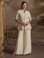 Thumbnail for Anaita White Georgette Readymade Suit with Embroidery Work - Distacart