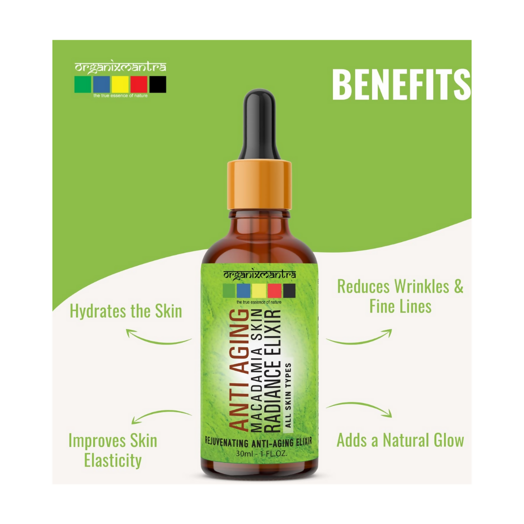 Organix Mantra Anti-Aging Macadamia Radiance Elixir Natural Face Care Serum - Distacart