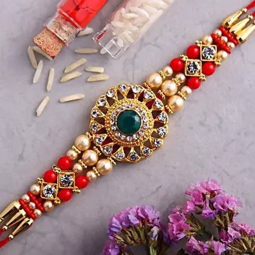 American Diamond Motif Rakhi and Cadbury Silk Chocolates online
