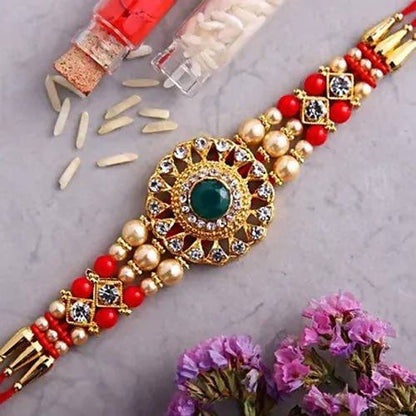 American Diamond Motif Rakhi and Cadbury Silk Chocolates online