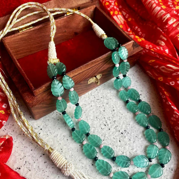 Joban Fashion C.Green Stone Semi Precious Carving Stone Partywear Double Layer Mala - Distacart