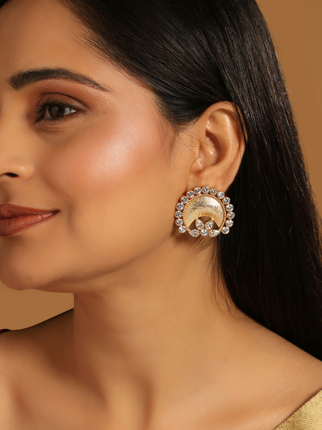 Nuyug 22K Gold Plated Crescent Glow Earrings