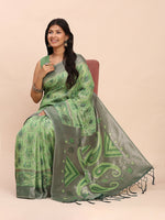 Thumbnail for Astita Linen Cotton Green Saree