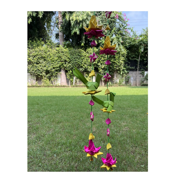 Shuddh Natural Hand Made Palm Leaf Lotus & Parrot Hanging - Distacart