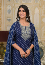 Thumbnail for Partywear Designer Blue cotton Stitched Suit With Dupatta - Tanisha - Distacart