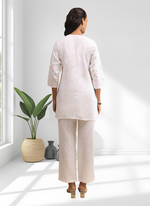 Thumbnail for Joban Fashion Off White Linen Embroidered Readymade Cord Set - Distacart