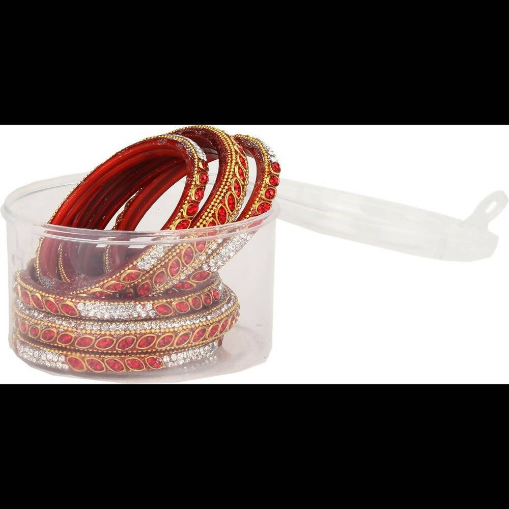 Afast Bridal Wedding & Party Fashionable Colorful Glass Bangle/Kada Set, Pack Of 6 - Distacart