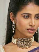 Thumbnail for Nuyug 22K Gold-Plated Cubic Zirconia Studded & Pearl Beaded Necklace Set