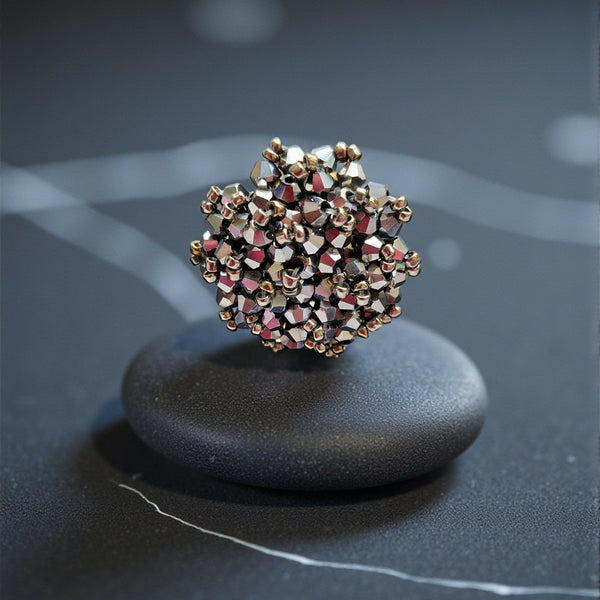 Inhanns Rang-E-Roshan Adjustable Ring – Handmade Crystal Statement Ring - Silver - Distacart