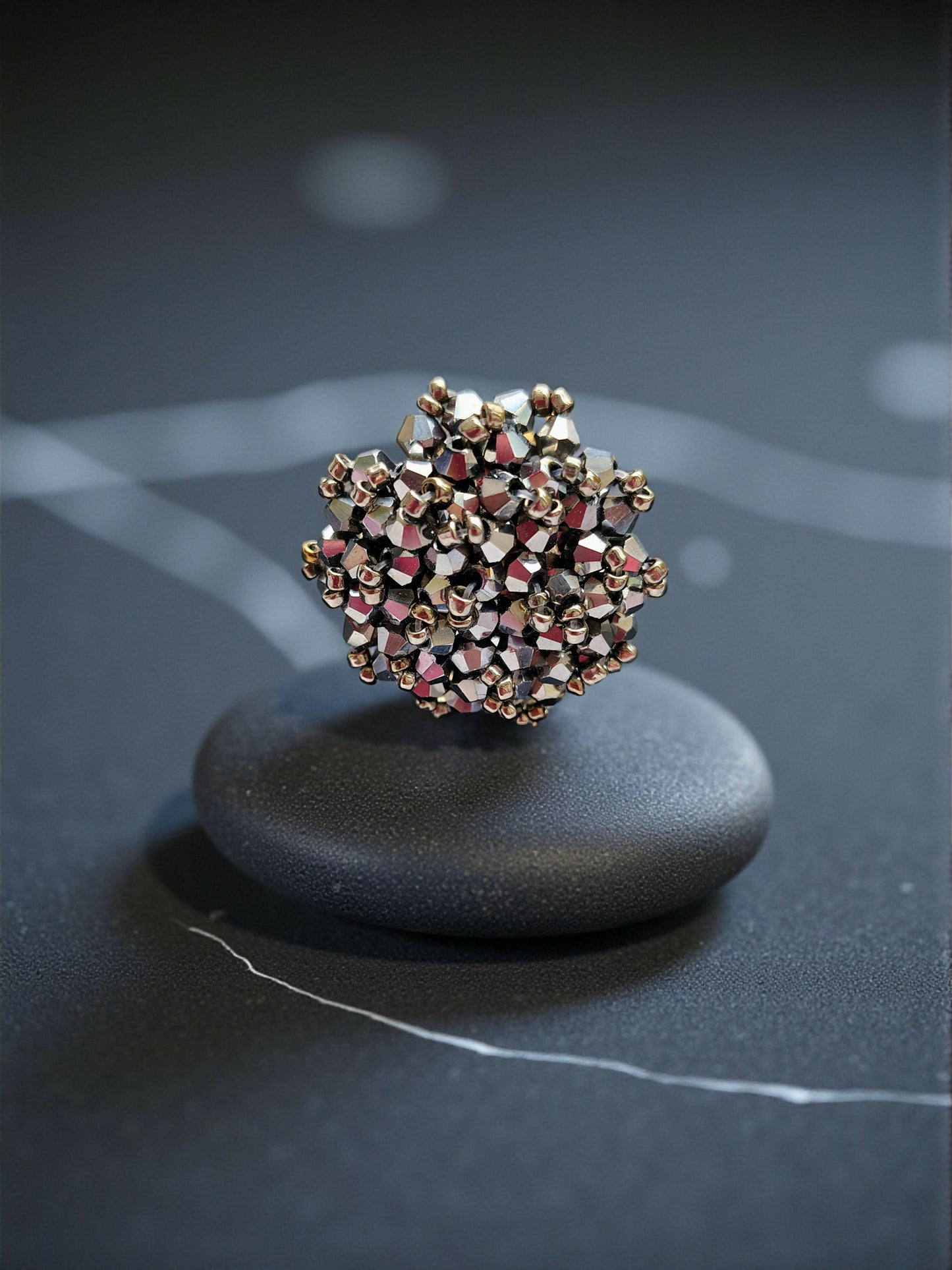 Inhanns Rang-E-Roshan Adjustable Ring – Handmade Crystal Statement Ring - Silver - Distacart