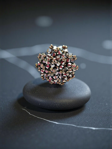 Inhanns Rang-E-Roshan Adjustable Ring – Handmade Crystal Statement Ring - Silver - Distacart