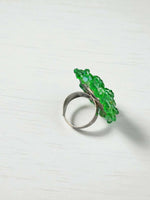 Thumbnail for Inhanns Rang-E-Roshan Adjustable Ring – Handmade Crystal Statement Ring - Light Green - Distacart