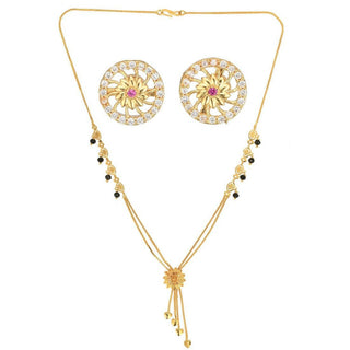 AanyaCentric Gold Plated Short Mangalsutra Set with Earrings - Distacart