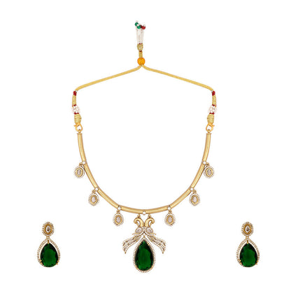 Nuyug 18K Gold Plated Pear Drop Emerald Edge Necklace Set - Distacart