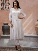 Thumbnail for Sangria Floral Embroidered Thread Work Kurta with Trouser