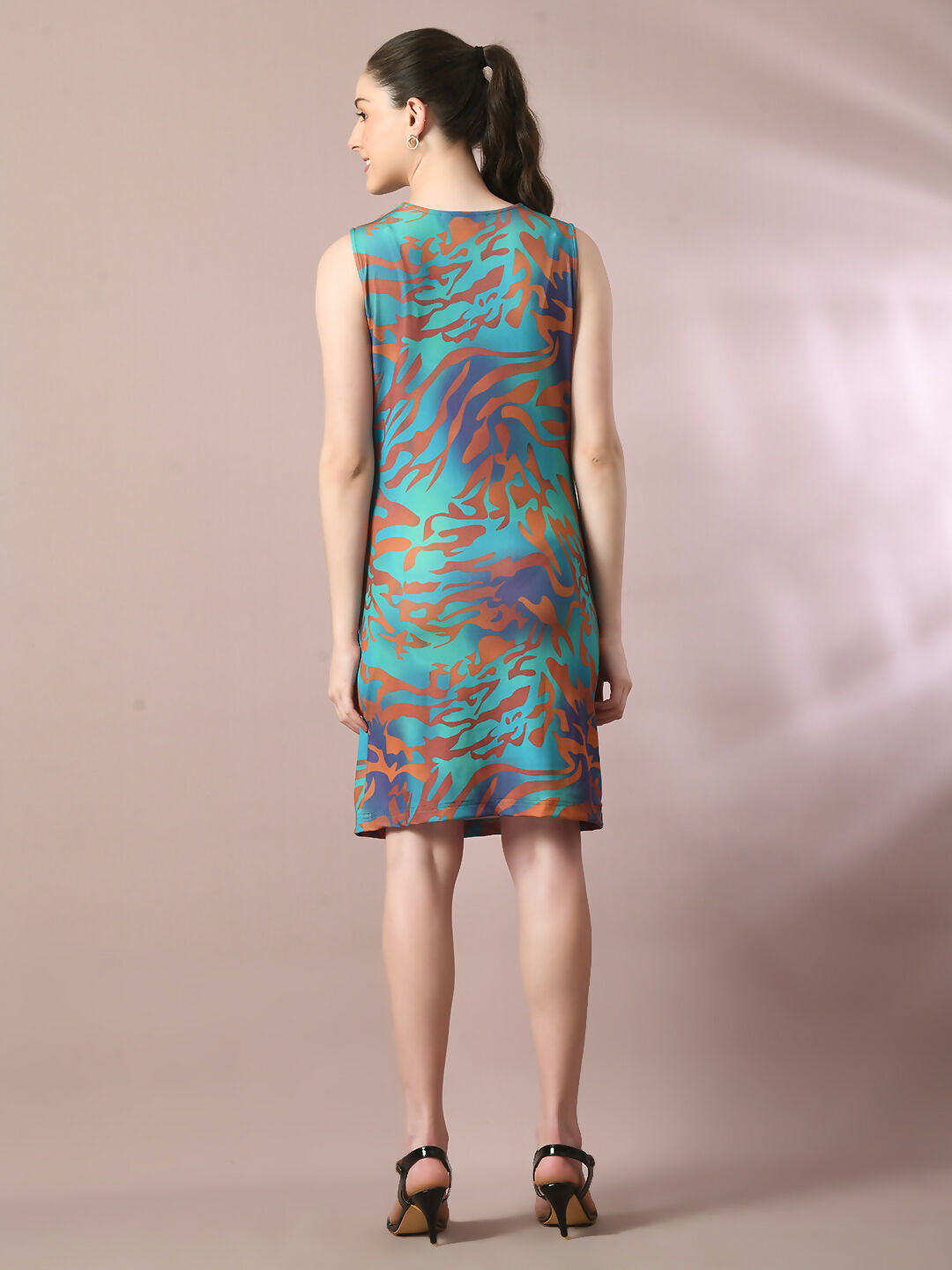Myshka Women's Multi Printed Cowl Neck Bodycon Party Dress - Distacart