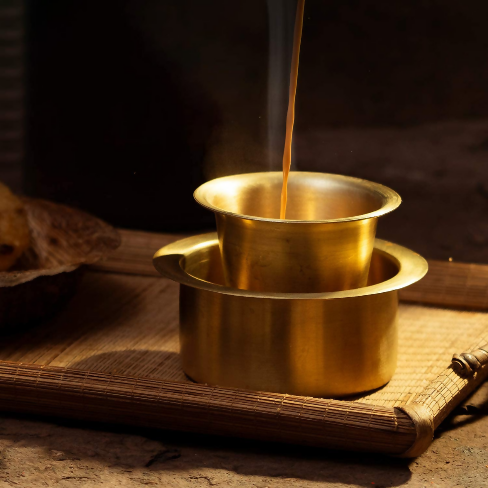 Sidapur Brass Dabara Set - Plain Brushed Matte Finish - Dista