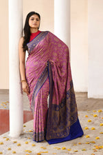 Thumbnail for Joban Fashion Nude Pink Crepe Chiffon Pure Handloom Banarasi Silk Saree