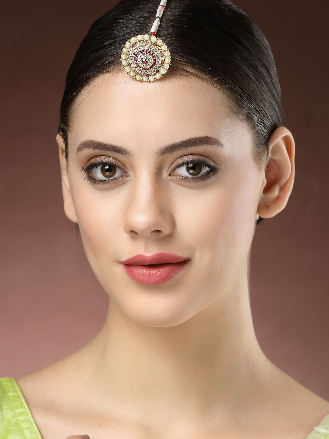 NVR Women's Gold-Polished CZ Stone-Studded Borla Maang Tikka - Distacart