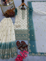 Thumbnail for Teeya Creation Multi Color Star Georgette Heavy Embroidery Work Functional Wear Salwar Suit - Distacart