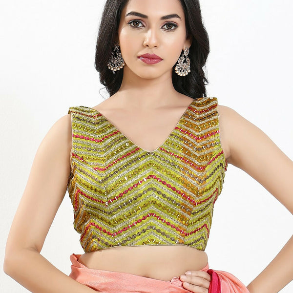 Joban Fashion Liril Silk Padded Blouse With V Neck Sleeveless - Distacart