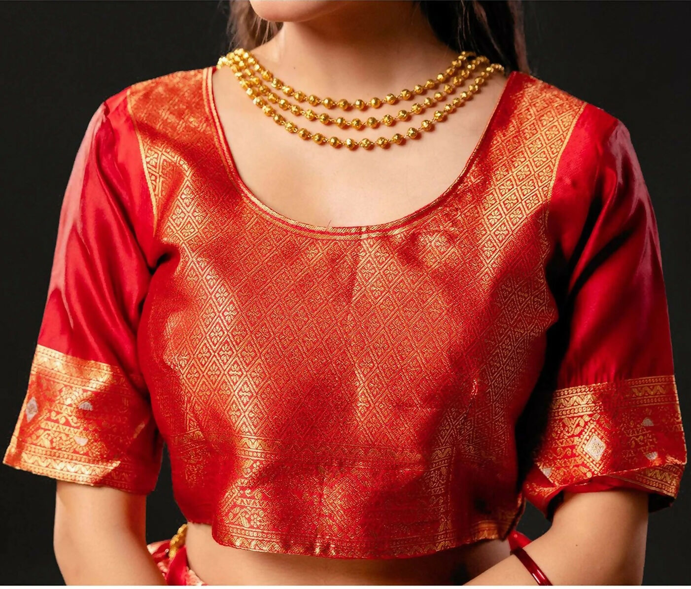 Joban Fashion Silk Banarasi Red & Golden Color Saree