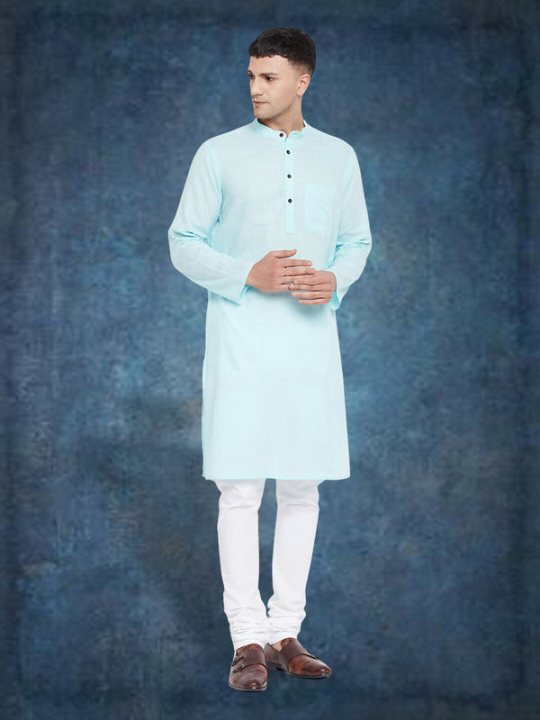 Even Apparels Men's Pure Cotton Blue Kurta - Distacart